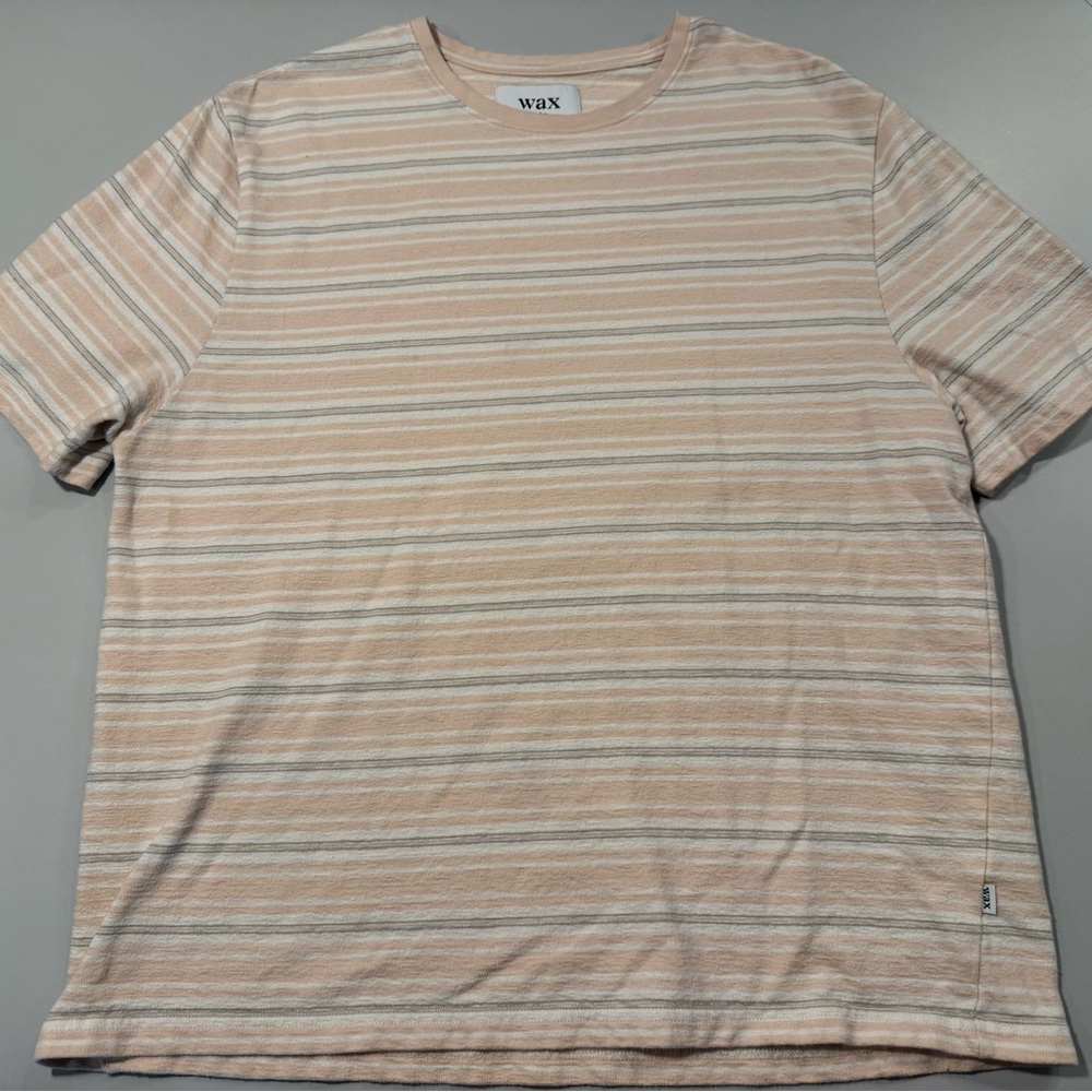 Men's Striped Ecru Textured Tan T-Shirt by Wax London